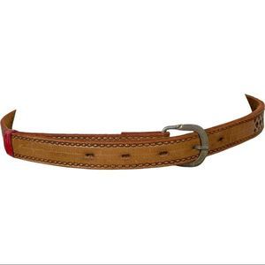 P.C.W. 1” Wide Leather Belt with Diamond Cut Design